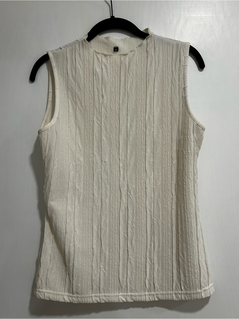 Sleeveless Textured Cream Tank